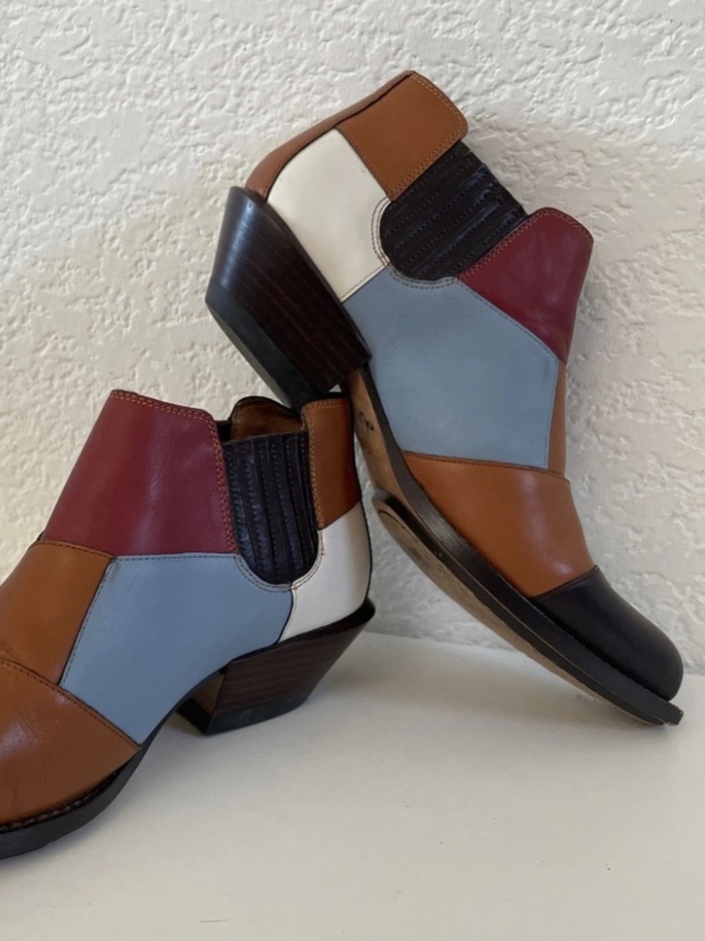 Coach Leather Patchwork Bandit Shoe Cropped Cowboy Boot 5B